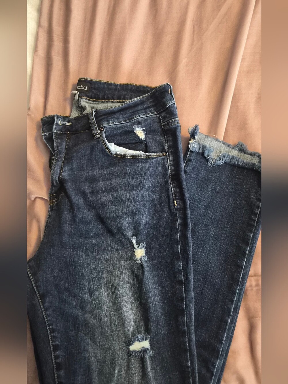 Dark Blue Distressed Women's Jeans